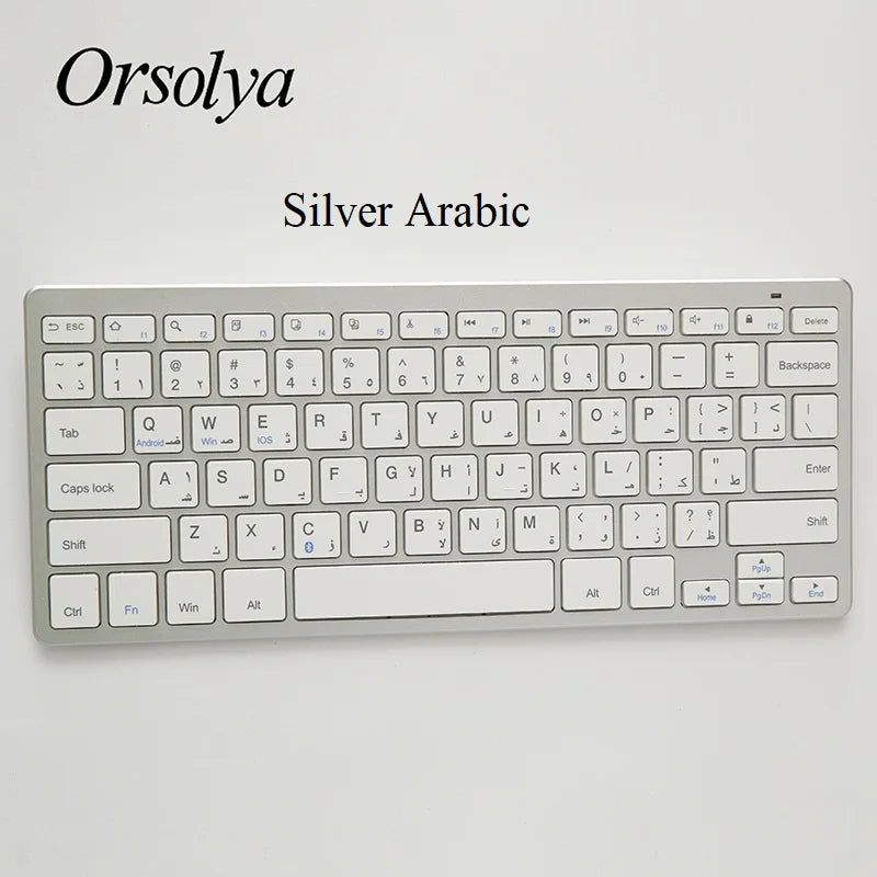 Bluetooth Keyboard Mini Ultra Thin Portable Wireless Keyboard Spanish Russian Layout for Tablet/iPad/Laptop/Phone