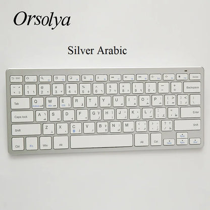 Bluetooth Keyboard Mini Ultra Thin Portable Wireless Keyboard Spanish Russian Layout for Tablet/iPad/Laptop/Phone