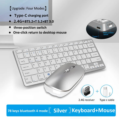 JOMAA 2.4G +Bluetooth Keyboard and Mouse Combo Multimedia Wireless Keyboard and Ergonomic Mouse Set for iPad Desktop PC Laptop