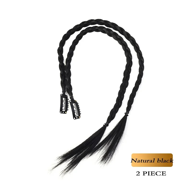 Synthetic 2pcs Braid Wig With Strong BB Clip Lightweight Box Braid Ponytail Hair Piece for Women