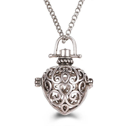 New Aroma Water Droplets Cage Lockets Necklace Heart Shaped Zircon Essential Oil Diffuser Set Combination Woman Pendant Jewelry