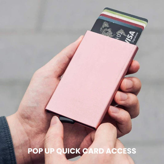 Cartera minimalista emergente delgada con tarjetero para hombre y mujer, con bloqueo RFID, miniestuche metálico