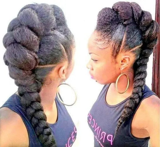 Rabo de cabelo com trança 75cm textura afro kinky straight