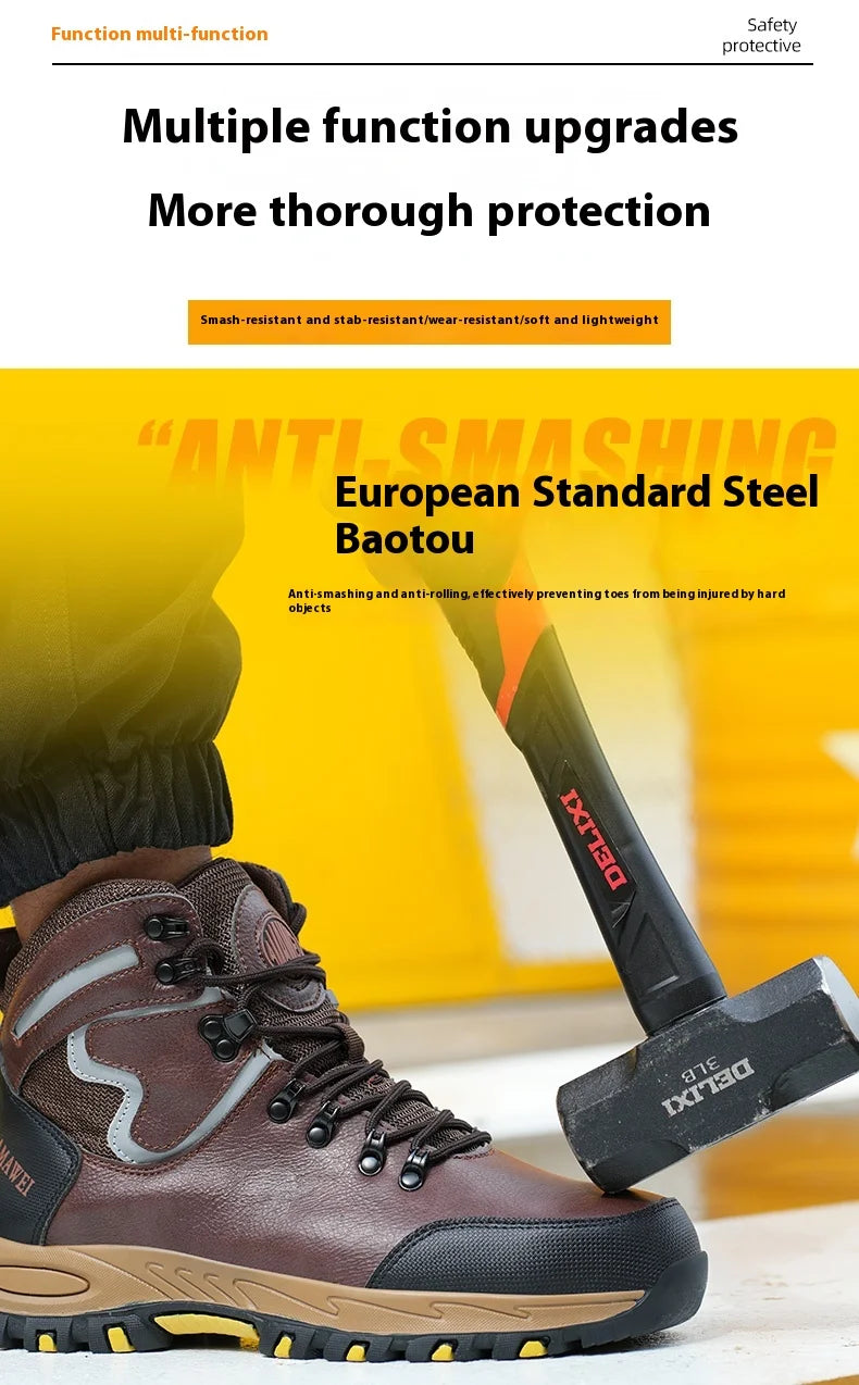 High Top Safety Shoes Men Steel Toe Work Shoes Men Women Work Safety Boots Anti Smash Safety Indestructible waterproof boots