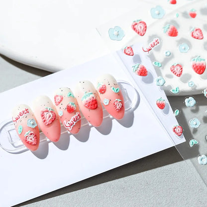 Japanese Punk Style Black Rabbit & Dark Butterfly Nail Stickers 5D Pearl Nail Art Decal Design Manicure Tool High Quality