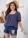 Fairyshely 2025 Summer Casual Print Plus Size Top Women Square Collar Loose Large T-shirt Lady Short Sleeve Elegant Curvy Tops