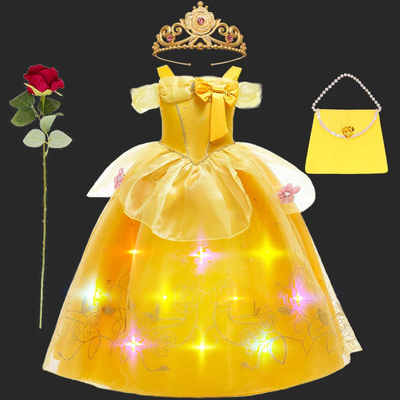 Children's Halloween Role Play Fairy Princess Belle Dress Xmas Carnival Masquerade Performance Birthday Party Fancy Girl Clothes