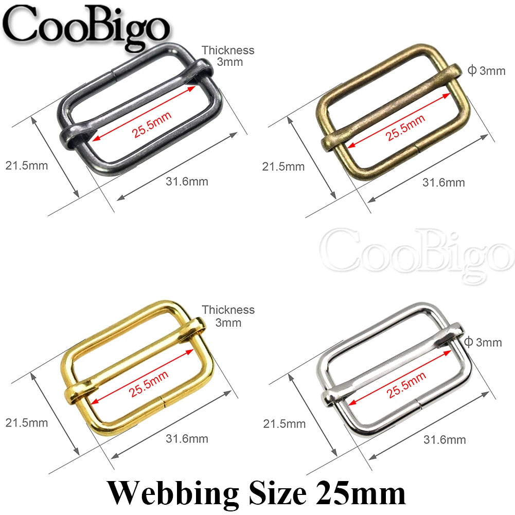 10pcs Metal Slides Tri-Glides Wire-Formed Roller Pin Buckles Slider Adjuster Bag Strap Accessories 15mm 20mm 25mm 32mm 38mm 50mm