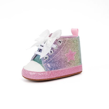 Zapatillas altas con estrellas para bebés recién nacidos, niños y niñas, mocasines con suela antideslizante suave, zapatos de cuna para primeros pasos