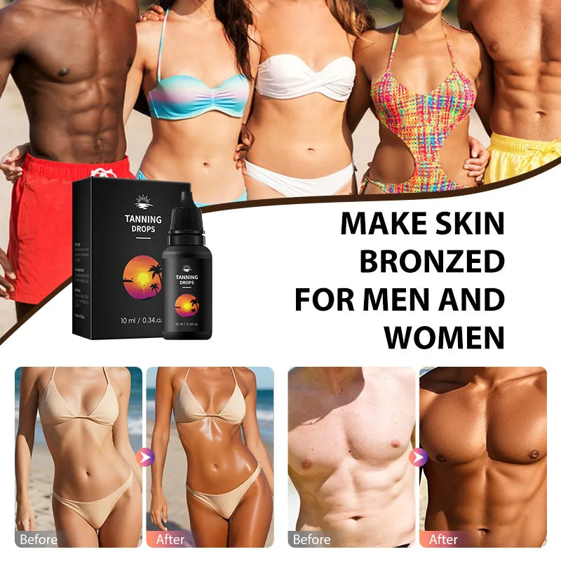 10ml Tanning Oil for Outdoor Beach Sunbathing, Body Tanning Essential Oil Drops, Natural Brown Tone, Formaldehyde-Free