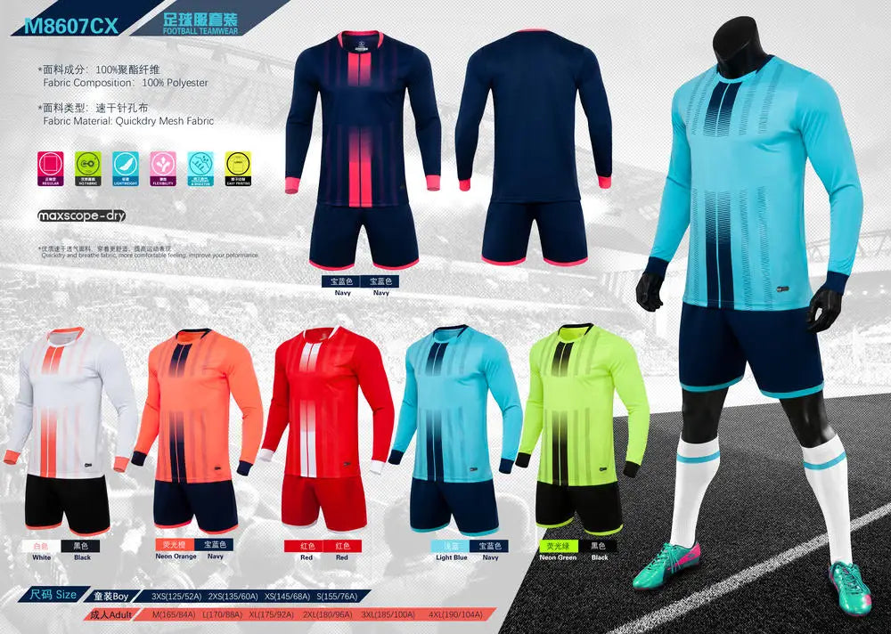 Adult Kid Soccer Jersey Customize Long Sleeved Football Uniform Shirt Futsal Sportswear Training Tracksuit Sports Clothes Outfit