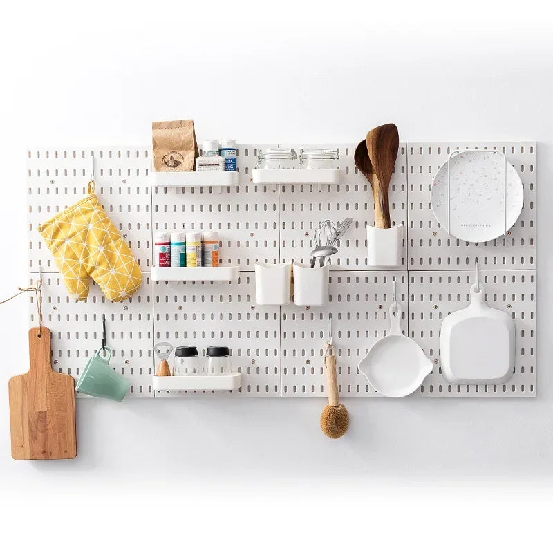 Kit de estante para platos con combinación gratuita, tablero con agujeros para pared, organizador de cocina, herramientas, manualidades, organización, exhibición de adornos