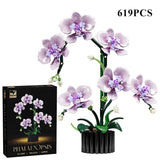 Creative Orchid Cymbidium Eternal Flowers Potted Plant Building Blocks Simulation Phalaenopsis DIY Bricks Toys Valentine's Gift