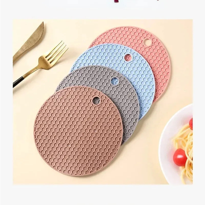 Silicone Round Teacup Mat Table Insulation Mat Dish Non-slip Placemat High Temperature Light Luxury Anti-scalding Casserole Mat