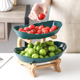 Three Layer Table Plates Dinnerware Wooden Kitchen Fruit Bowl with Floors Partitioned Dish Snack Candy Cake Stand Salad Bowl