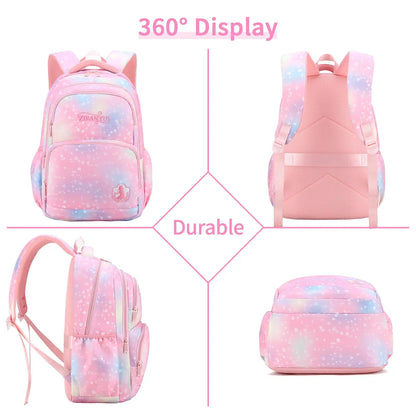 School Backpack Girls 3 Pieces with Lunch Bag Pencil Case 22 Litre Breathable School Bag Teenager Girls for 3-9 Grades Backpack