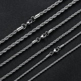 2-6MM Stainless Steel Necklace For Women Men Never Fade Waterproof Twisted Rope Chain Fashion Jewelry 16-30 inches