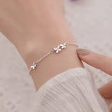 925 Sterling Silver Diamond-Studded Butterfly Bracelet for Women Adjustable Jewelry Flower Temperament Fashion 