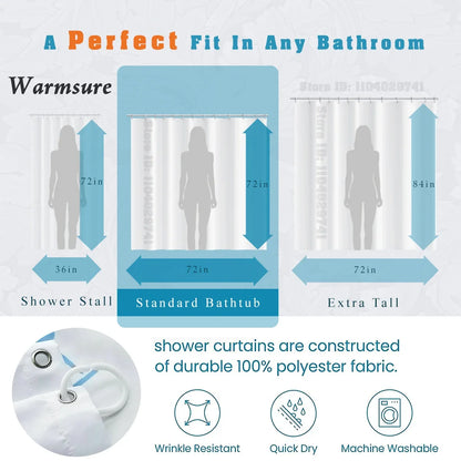 Marble Waterproof Shower Curtain Waterproof Shower Curtain for Bathroom Decor Printed Washable Shower Curtain with Hooks