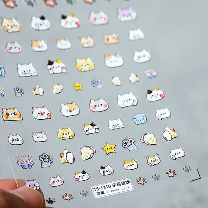 Lovely Red Fox Cartoon 5D Soft Reliefs Self Adhesive Nail Art Stickers Cute 3D Nail Decoration Decals Wholesale Dropshipping