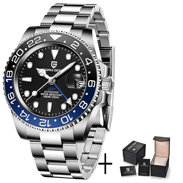 Relógio Masculino Mecânico de Luxo PAGANI DESIGN 2026 – Aço Inoxidável, Função GMT, Vidro de Safira – Marca de Alto Padrão