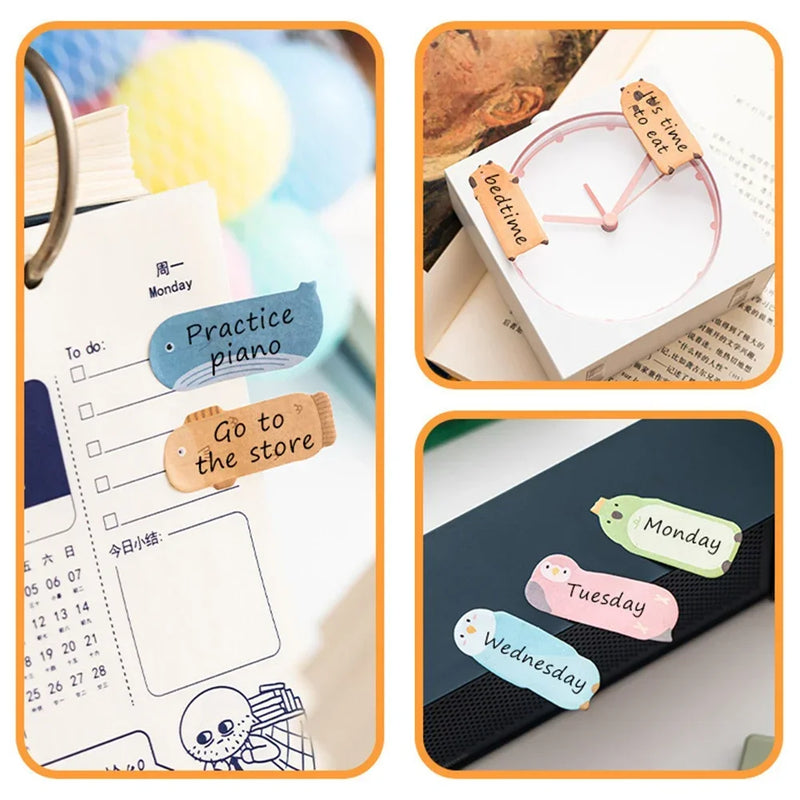 150 Sheets/set Cartoon Animals Sticky Notes Classified Indexing Stickers Bookmarks Notepads Stationery