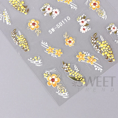 5D Red Christmas Nail Stickers Glitter Embossed Snowflake Gloves Feather Bulb Bells Winter Xmas DIY Engraved Manicure Decoration