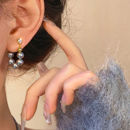 Blue Heart Shaped Zircon Long Tassel Gold Color Ear Wire for Women Elegant Exquisite Temperament Ladies Wedding Party Jewelry