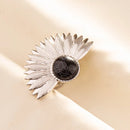 1pc Boho Turquoise Ring Stainless Steel Black Stone Silver Color Adjustable Ring Women Ethnic Ring Bohemian Jewelry Gift No Fade