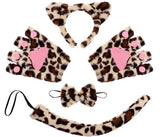 Animal Cat Tiger Cosplay Costume for Boys Girls Headband Clothes Shoes Tail Tutu Skirt Gloves Set for Kids School Performance