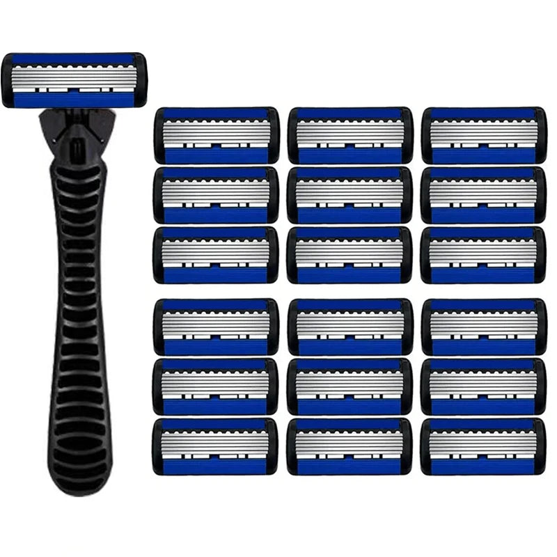 Maquinilla de afeitar de seguridad Razor Classic de 6 capas para hombres y mujeres, cuchillas de afeitar manuales