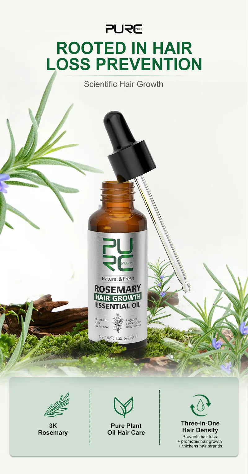 PURC Rosemary Oil Hair Growth Products for Man Women Ginger Anti Hair Loss Fast Regrowth Thicken Oils Scalp Treatment Hair Care