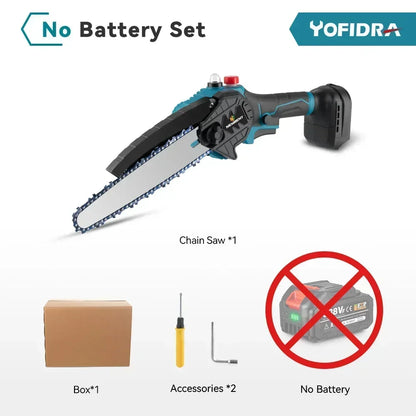 8 Inch Brushless Electric Saw Cordless Oiler Handheld Garden Wood Cutting Logging Chainsaw Power Tool for Makita 18V Battery