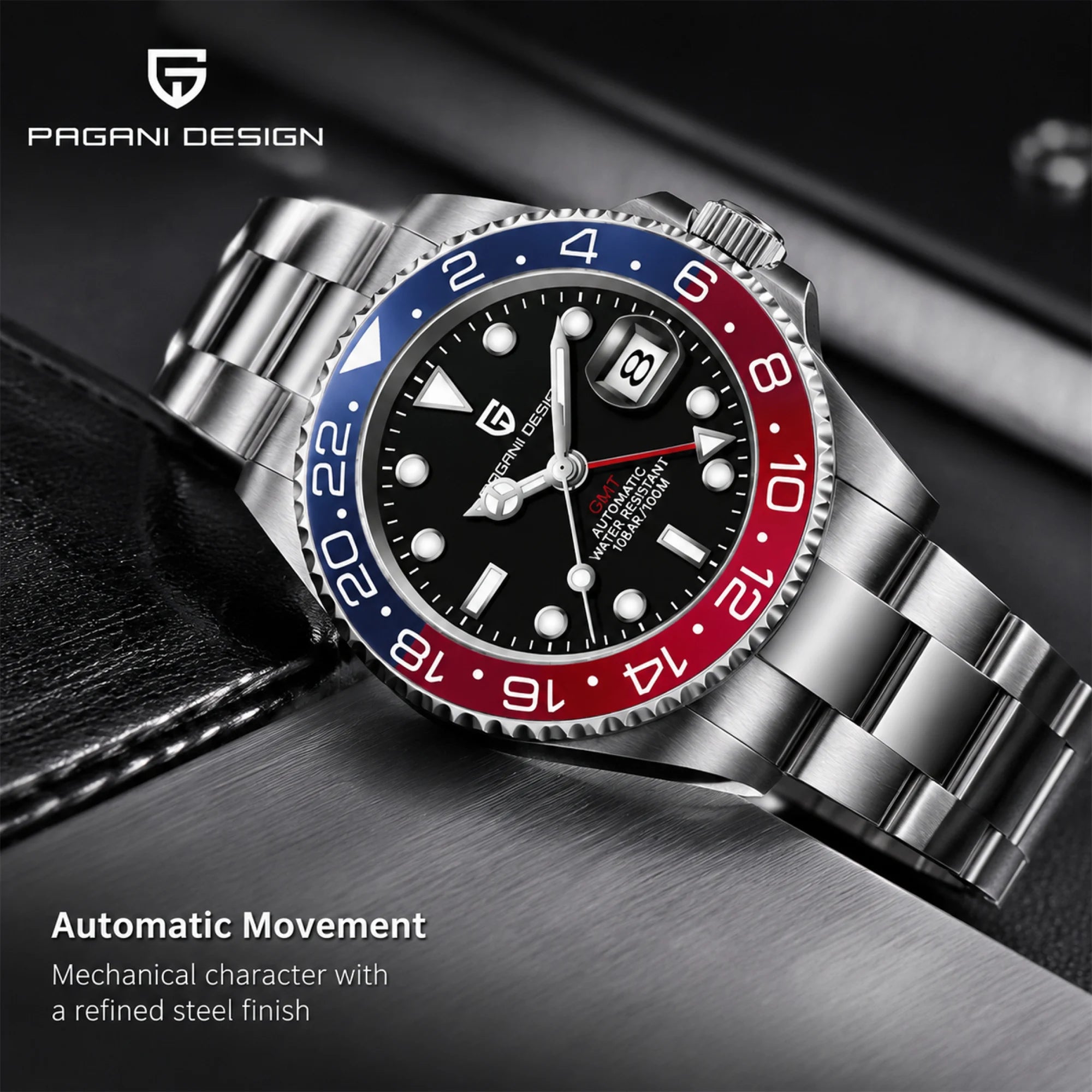 Relógio Masculino Mecânico de Luxo PAGANI DESIGN 2026 – Aço Inoxidável, Função GMT, Vidro de Safira – Marca de Alto Padrão