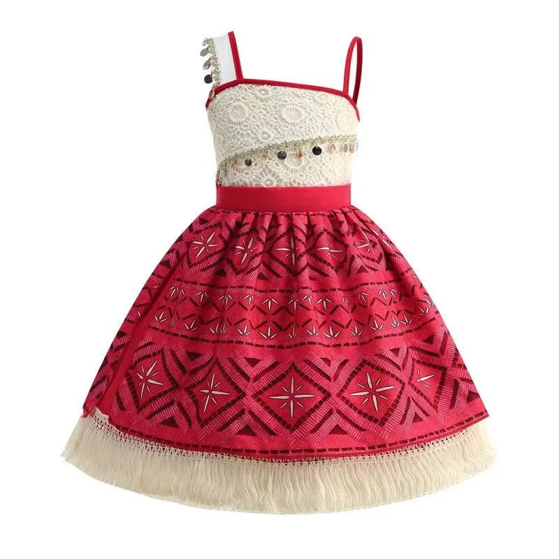 Disney Moana 2 Vaiana Costume Girls Princess Dress Children Purim Lace Clothes Kids Cartoon Cosplay Outfits Birthday Party Frock