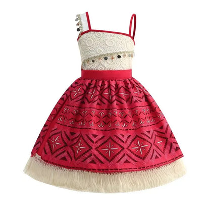 Disney Moana 2 Vaiana Costume Girls Princess Dress Children Purim Lace Clothes Kids Cartoon Cosplay Outfits Birthday Party Frock