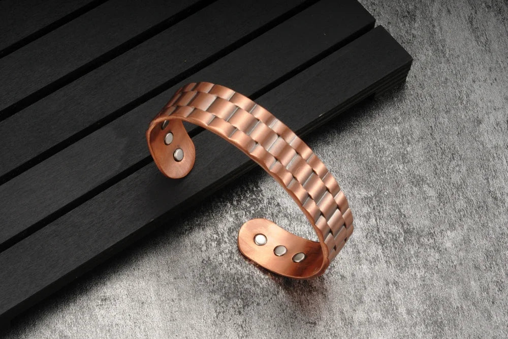 Pure Copper Bracelet Men Magnetic Arthritis Adjustable Magnets Men Cuff Bracelet Magnetic Therapy Health Energy Bracelet for Men
