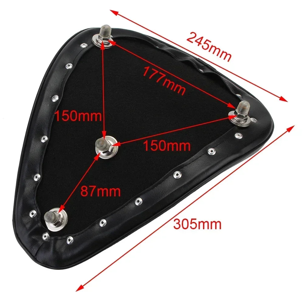 12" Motorcycle Universal PU Solo Driver Seat Springs Bracket Mount Kit For Harley Honda Yamaha Kawasaki Suzuki Indian Triumph