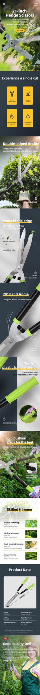 Deli Gardening Scissors Hedge Shear Pruner Shears Garden Tools SK5 Lawn Special Hedge Shears Pruning Branches for Plant Cutter