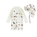 Tregren Toddler Boys Rash Guard Swimsuit Long Sleeve Turtle/Dinosaur Print Infant Bathing Suit Swimwear with Swim Caps Beachwear