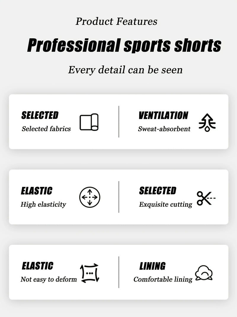 Quick-Dry Men's Training Shorts Elastic Waistband Drawstring Breathable Moisture-Wicking Athletic Shorts