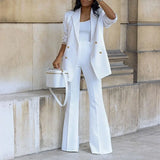 Women's Clothing 2023 Autumn New Solid Color Casual Suit Wide-leg Pants Suit Two-piece Suit Ensemble Femme 2 Pièces été