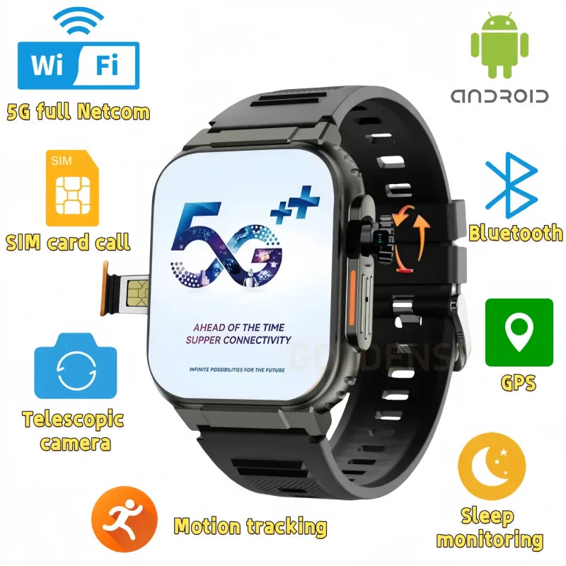 New Ultra Ai 3 Android Smartwatch 4G full network sim Card GPS WIFI 180°Hd Camera APP Download health monitoring Smart Watch Men