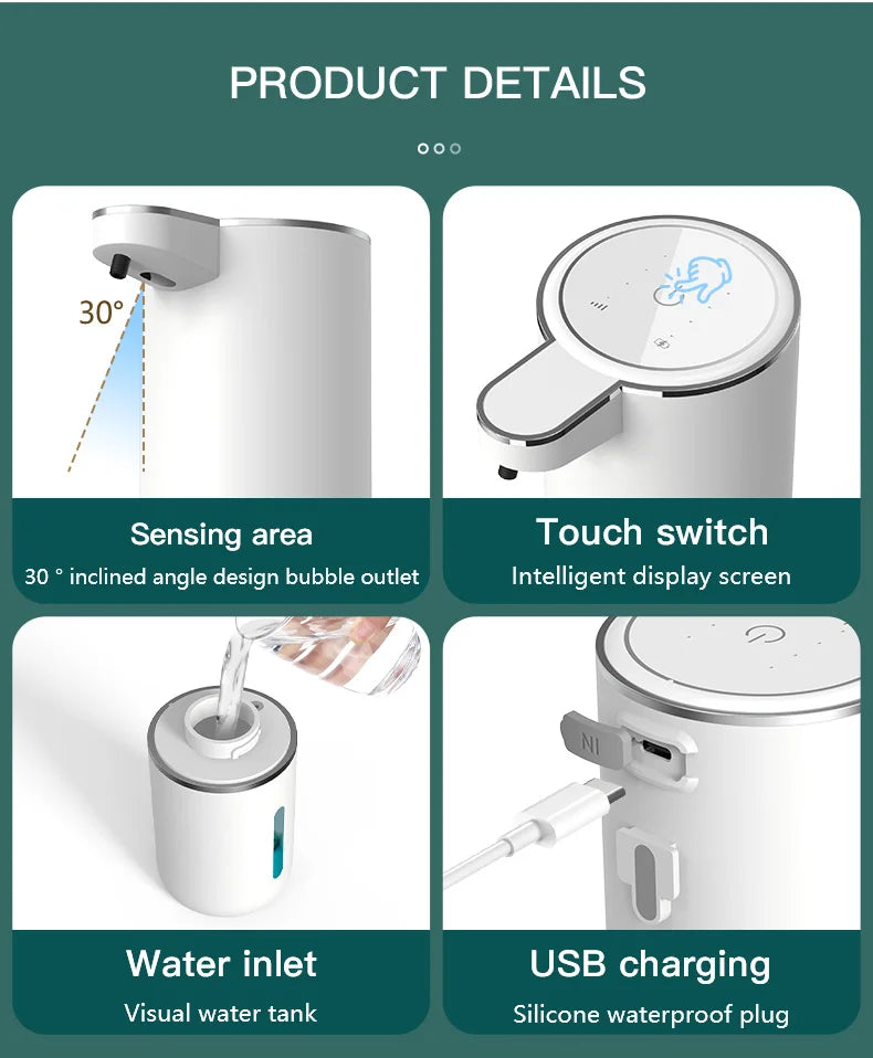 380ML Touchless IPX5 Waterproof 4-Gears Adjustable Foam/Gels Automatic Sense Soap Dispenser Electric Hand Dish Washing Machine