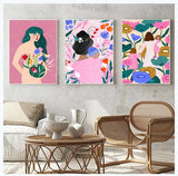 Bird Strawberry Wall Art Canvas Painting Print for Living Room Home Decor Matisse Flower Market Cat Girl