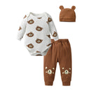 Newborn Baby Boy Baby Elephant Clothes Set Long Sleeve Romper Bodysuit Top and Pants with Hat Spring Autumn Cute Outfit for Boys
