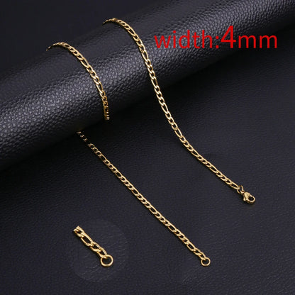 Collar HIYEE de cadena clásica de cuerda para hombre, ancho de 2/3/4/5 mm, cadena cubana tipo fígaro de acero inoxidable, joyería para hombre y mujer.