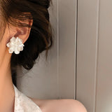 White Camellia Acrylic Flower Earrings for Women, Fashion Temperament, Fairycore Earring, Wedding Party Jewelry, Wholesale