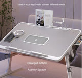 Lift Foldable Laptop Table for Bed Stand Lap Lazy Learning Desk Student Computer Desk for Working Read with Radiator Drawer