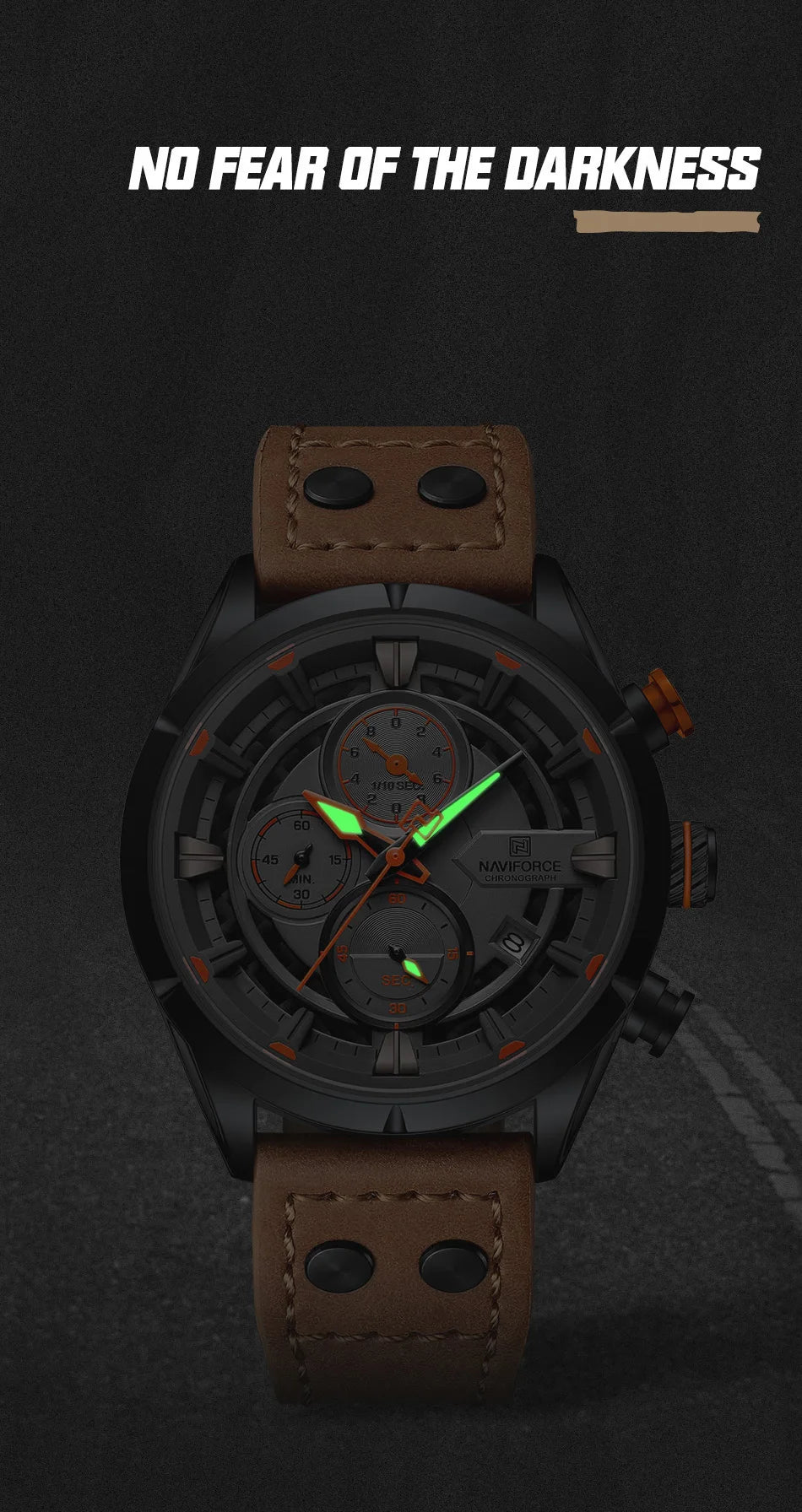 NAVIFORCE Men Casual Watch Fashion Luxury Waterproof Genuine Leather Strap Male Chronograph Quartz WristWatch Relogio Masculino
